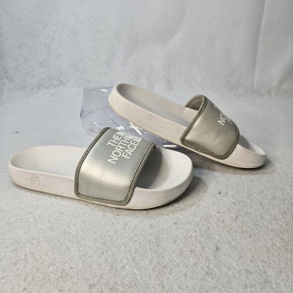 THE NORTH FACE Sz 6 Women's Shoes Slide Sandal Silver Metallic BASECAMP - Picture 1 of 6